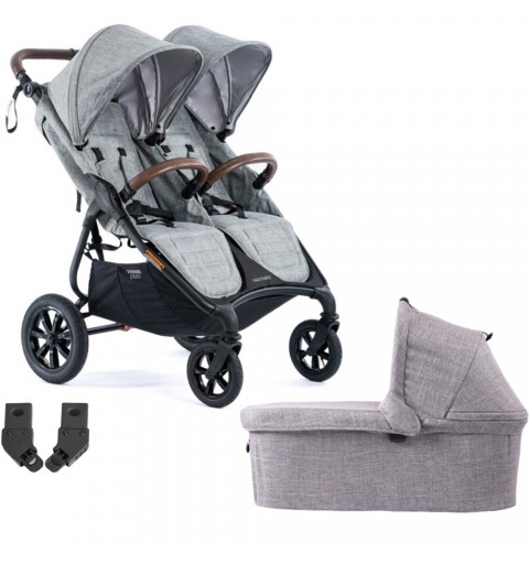 Valco Baby Snap Duo Trend Sport - wózek bliźniaczy, zestaw 2w1 z opcją 3w1 i 4w1 | Grey Marle